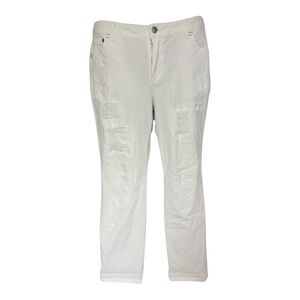 Midnight Velvet Distressed Denim Stretch White Ankle Jeans Casual Pants size 8